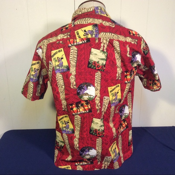 Vintage Hawaiian Hula Mens Hawaiian Shirt made in Hawaii size medium made in USA - Picture 4 of 10